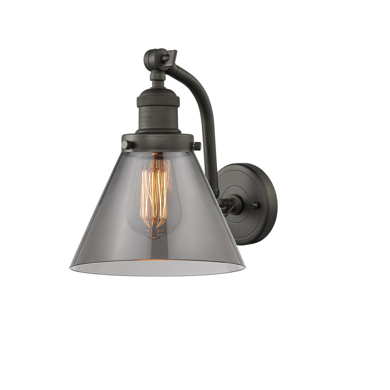 Applique murale 1 lumière Cone, Bronze frotté à l'huile, Fumé