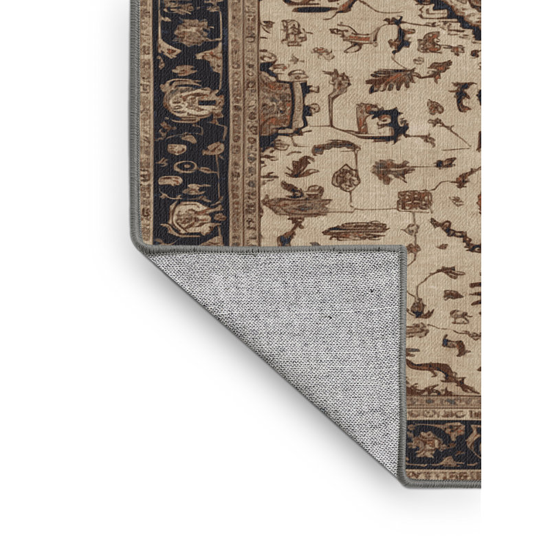 Machine Washable Persian Gray Area Rug, Square 3'