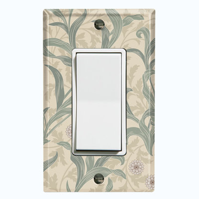 Plaque murale à motif de fleurs, feuilles et damas vert olive