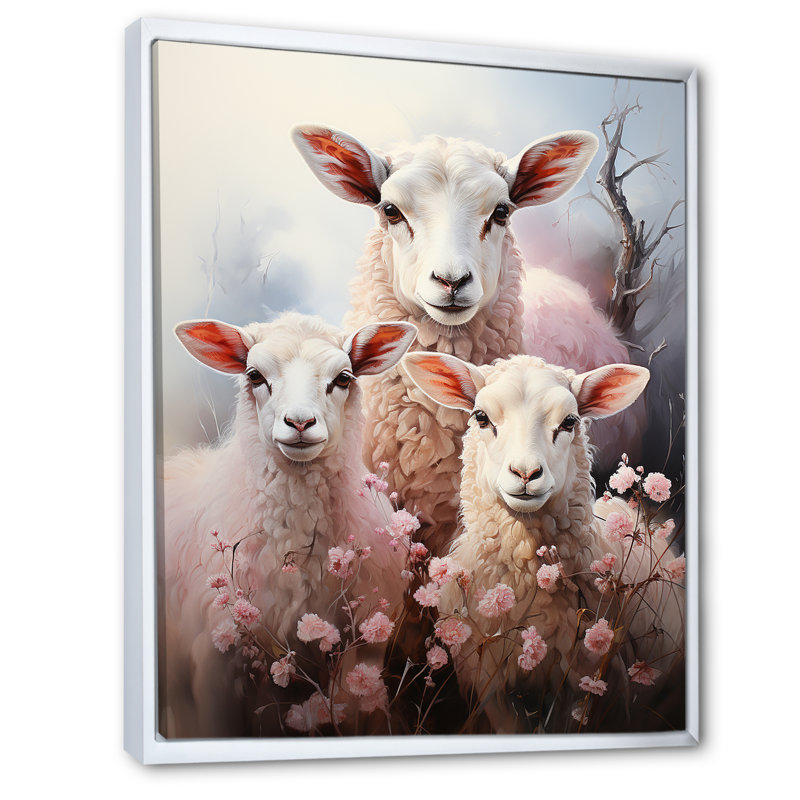 «White Pink White White Sheep Ethereal Ewes I», reproduction d'art sur toile, H 32 po x l 16 po x P 1 po