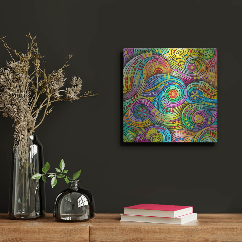 Bungalow rose «Tidepool Swirls» par Dean Russo, art mural en métal, H 12 po x l 12 po