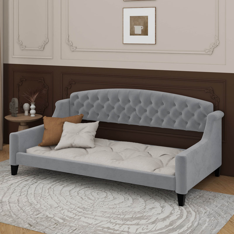 Twin Modern Luxury Tufted Button Daybed, Gray
