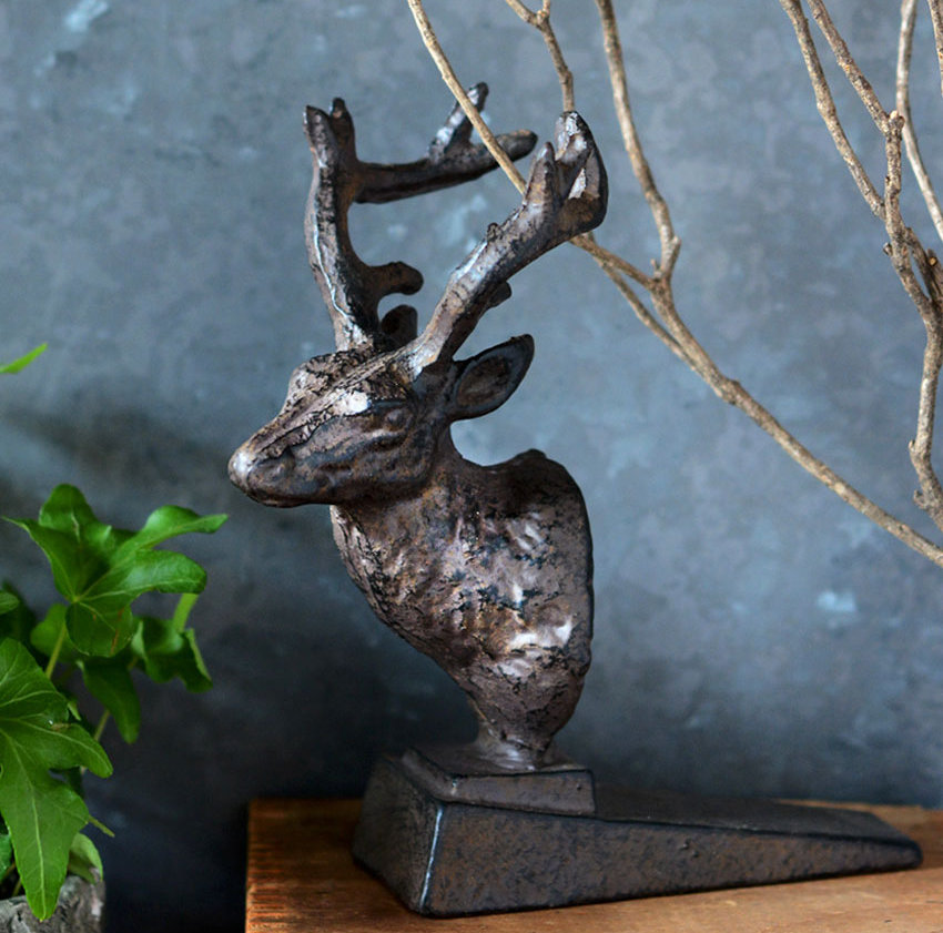 Cast Buck Head Iron Wedge Floor Stop Vagabond Vintage