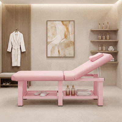 Table de massage professionnelle 75 po, table pliante en similicuir confortable, lit de massage avec dossier réglable et coussin de tête