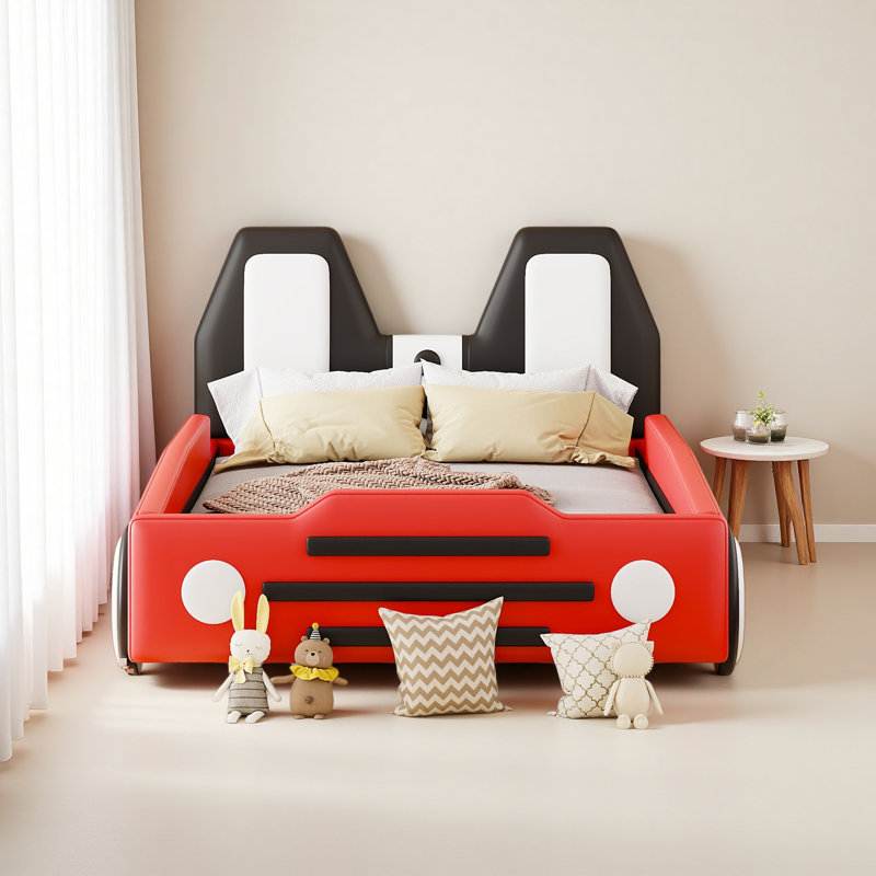 Lit plateforme simple avec roulettes, Rouge