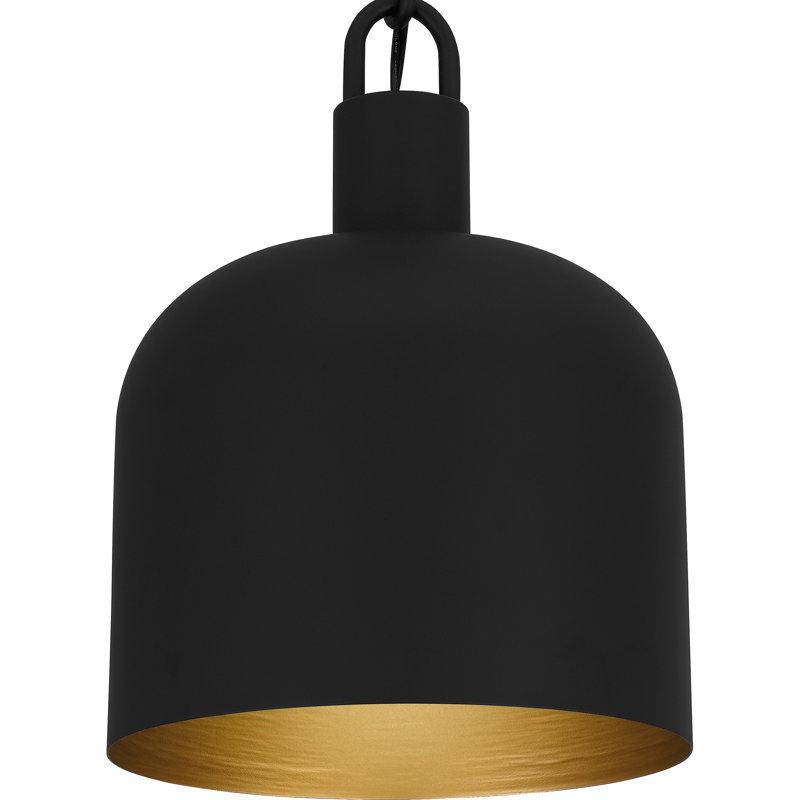 Luminaire suspendu en forme de cloche à 1 lumière Funkley, Noir mat