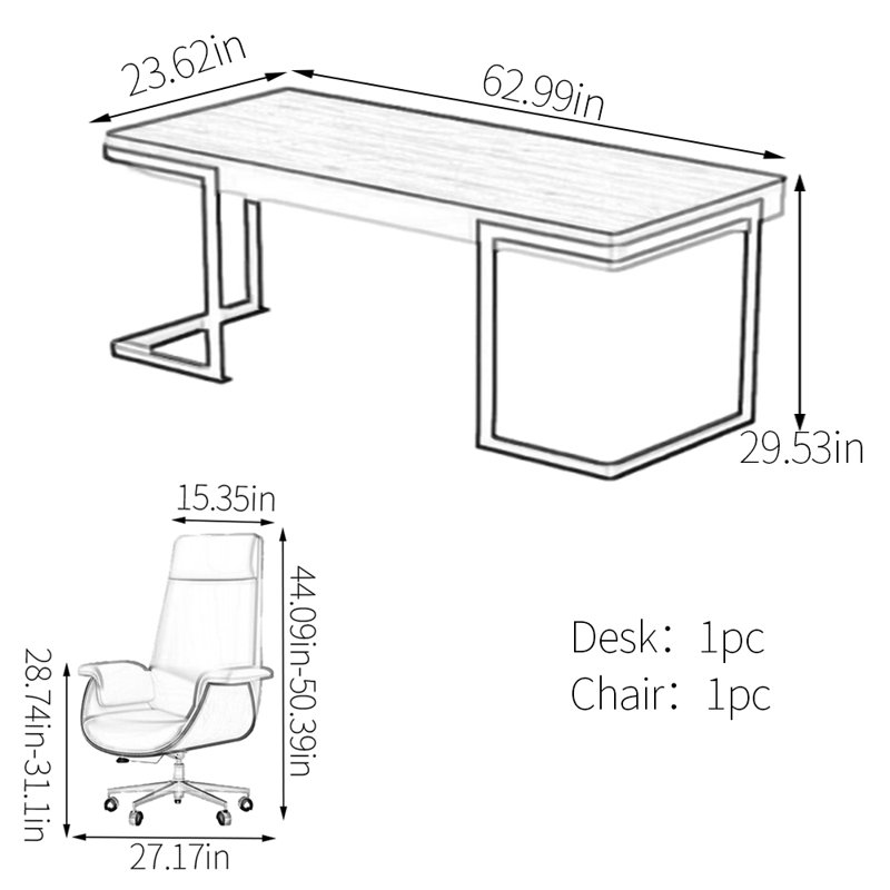 Bureau spacieux et ergonomique, H 29,53 po x l 62,99 po x P 23,62 po