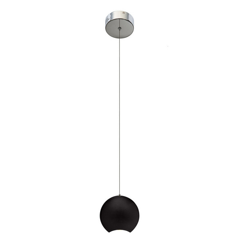 Ouellet 1 - Light LED Single Pendant, Chrome/black