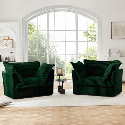 Ensemble de 2 fauteuils confortables et durables avec coussins moelleux et tissu en velours côtelé pour diverses pièces de votre maison