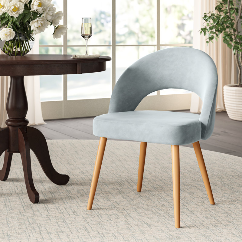 Chaise d'appoint rembourrée en velours Ambry, Bleu ardoise