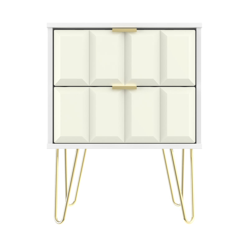 Allem 2 Drawer Bedside Cabinet (Ready Assembled), Kashmir Matt/White