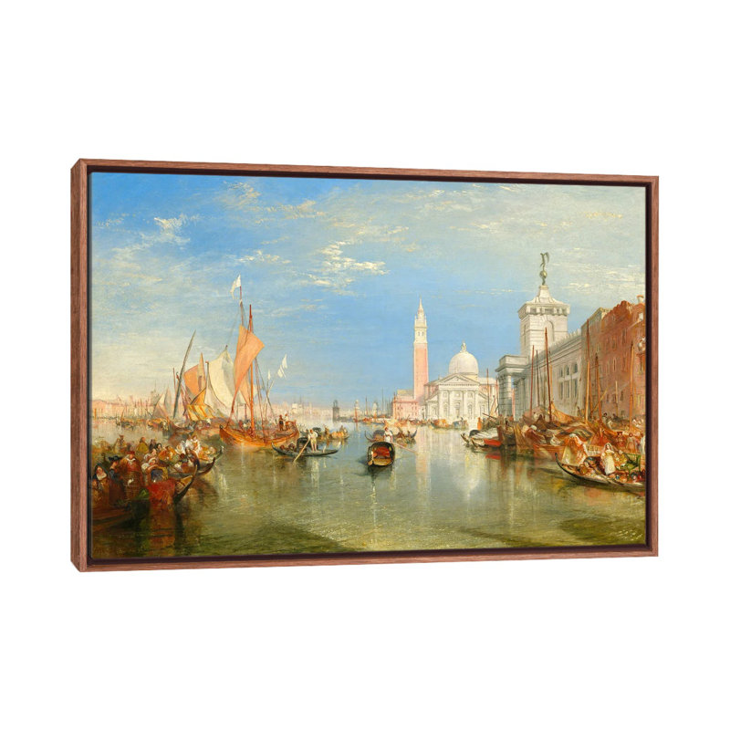 «The Dogana And San Giorgio Maggior», 1834 - reproduction d'art mural - toile encadrée, H 40 po x l 60 po, Brun