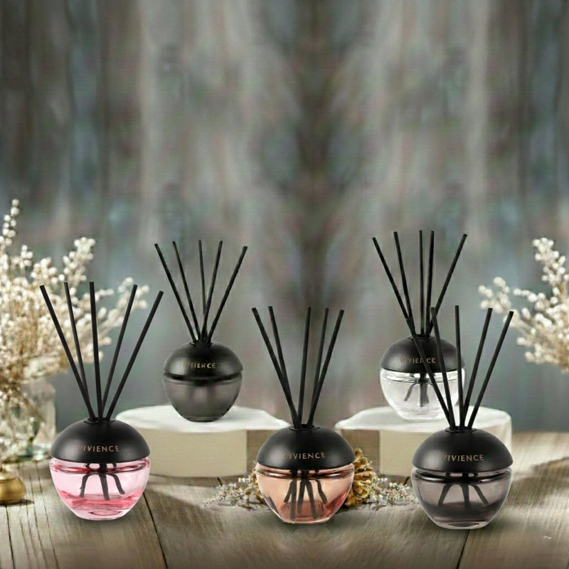 Diffuseur rond en roseau moderne, muguet, Noir / teinté