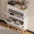 narrow Shoe cabinet with 2 flip-up doors and 2 drawers hold 12 - 20 pairs of shoes