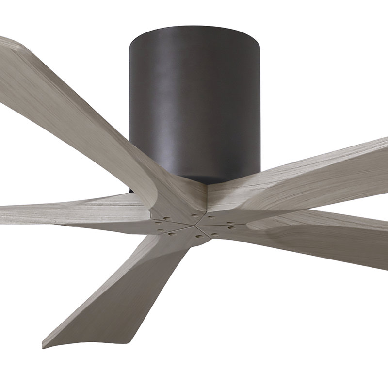 60" Irene 5-Blade Hugger Ceiling Fan with Wall Remote, 60", Polished Chrome, Gray Ash