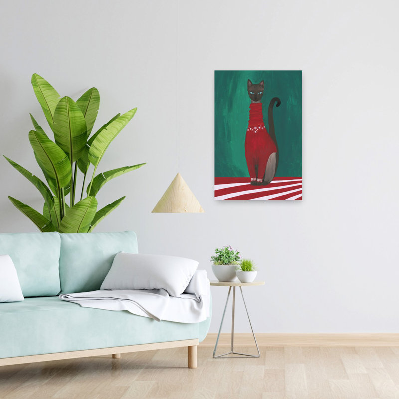 Art contemporain, art contemporain, chat, hiver, H 24 po x l 16 po