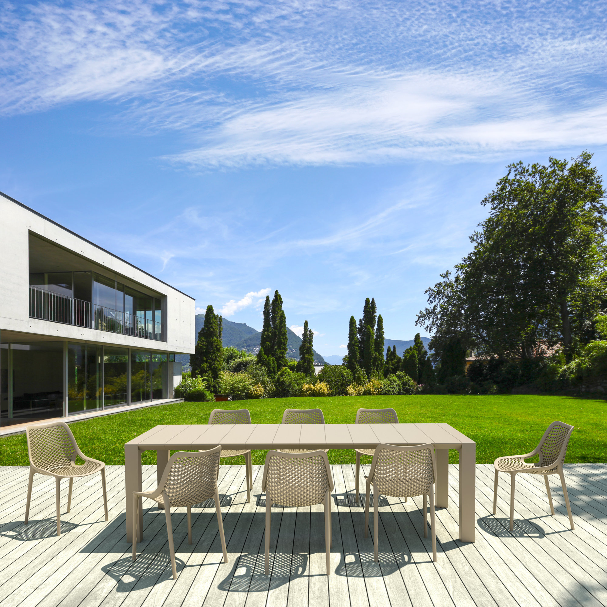 Farrah Premium All-Weather Outdoor Stacking Dining Side Chair, Taupe