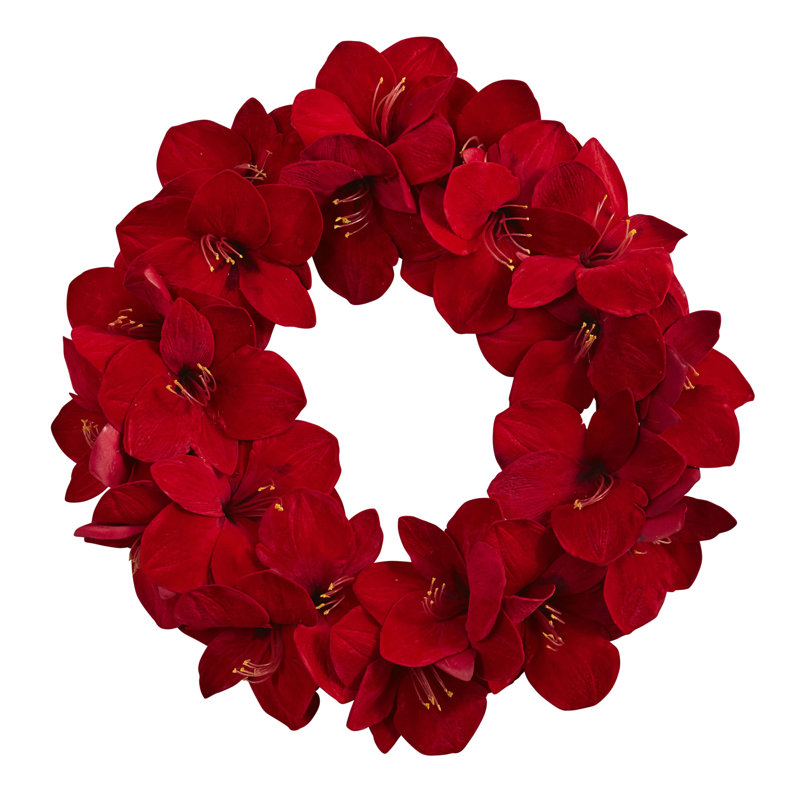 Faux Amaryllis Polyester 22'' Wreath