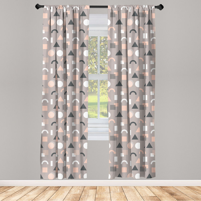 Geometric Semi-Sheer Rod Pocket Curtain Panels, 28" x 84"