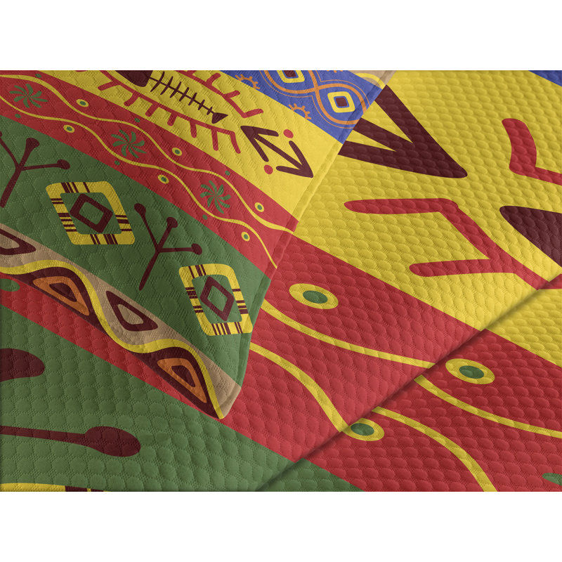 Ambesonne African Bedspread, King Bedspread + 2 Standard Shams