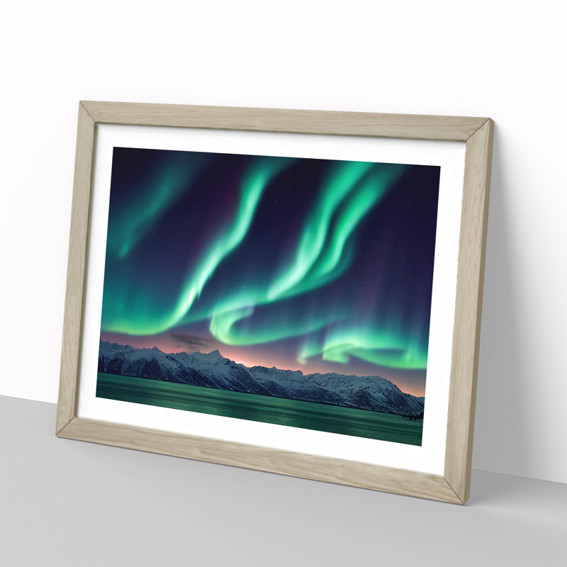 Brilliant Aurora Borealis - Framed Print, 25cm H x 34cm W x 2cm D, Oak Framed