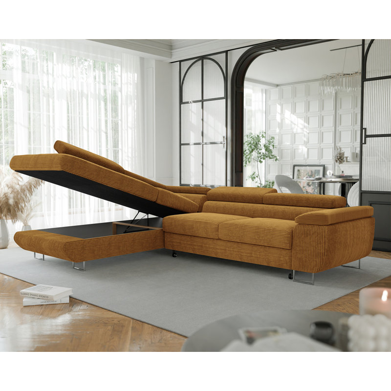 4 Seater Sofa Bed, Left Hand Facing, Brown