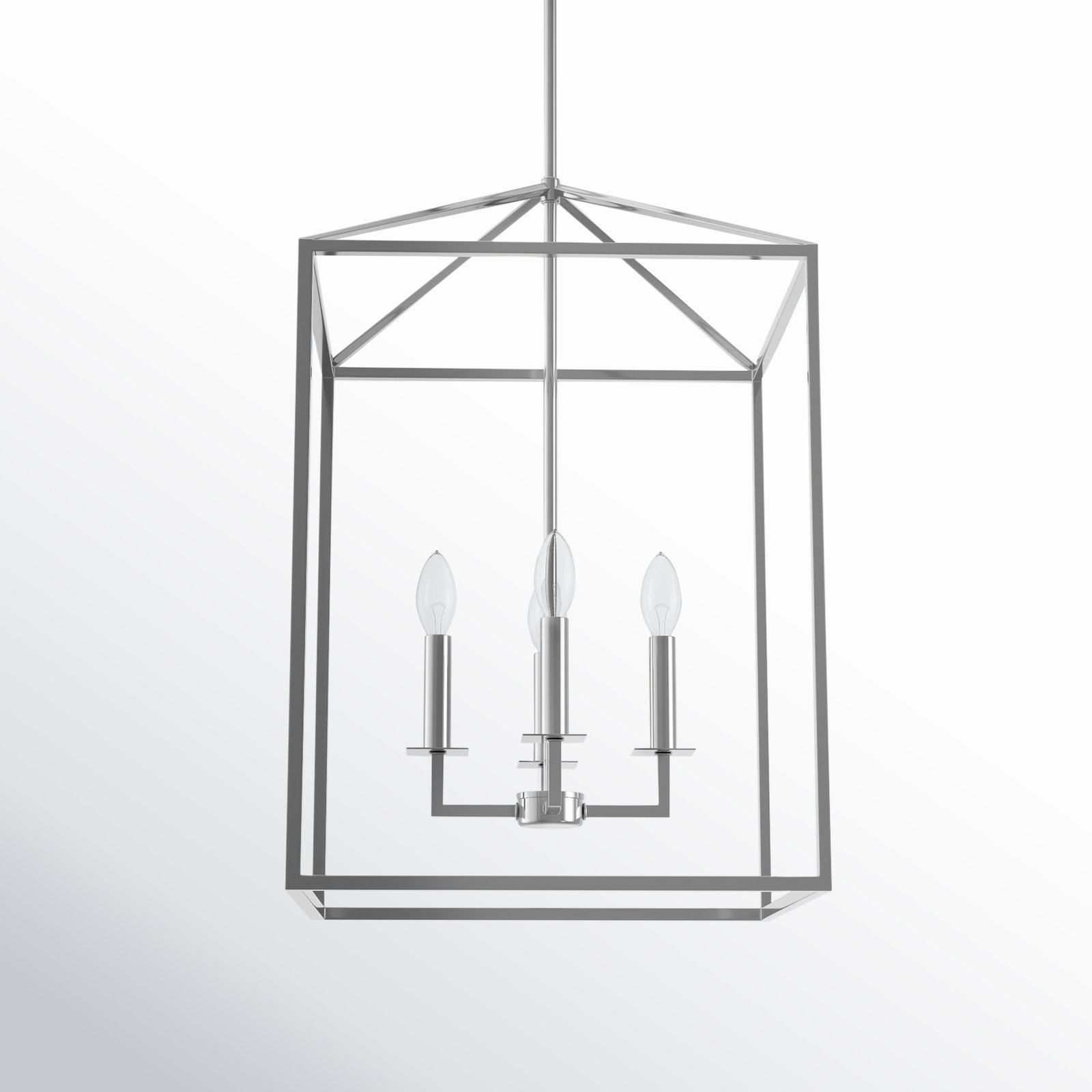 Ellis 4 - Light Dimmable Lantern Chandelier, 23.25" H x 15.5" W x 15.5" D, Chrome, No