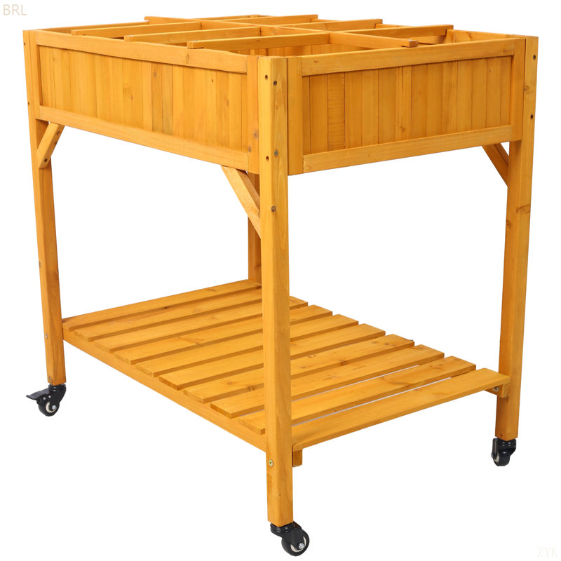 Lit de jardin surélevé avec pieds, jardinière surélevée en bois avec diviseur de 8 grilles et doublure protectrice, jardinière pour jardin sur pied