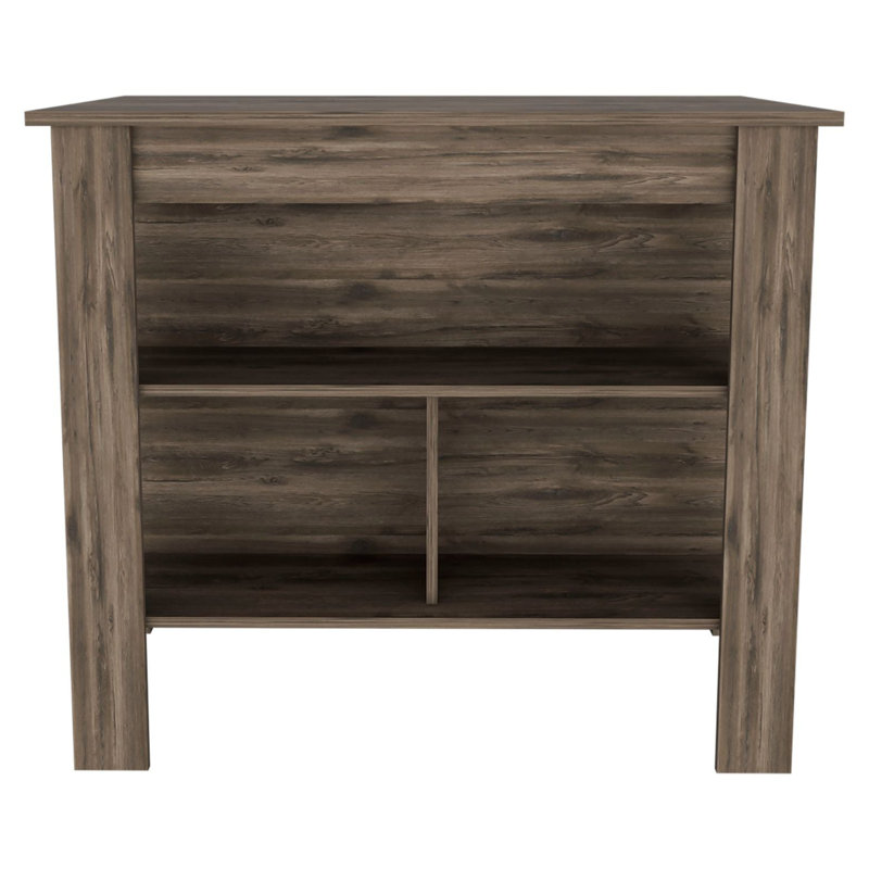 Îlot de cuisine, quatre pieds, trois tablettes, brun foncé, Bois, Marron foncé