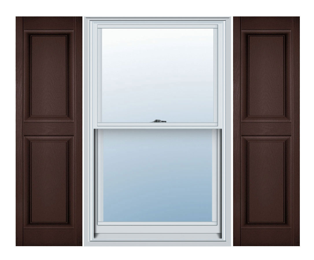 PCI Enterprises Lifetime Vinyl Standard Two Equal Raised Panel Shutters with ShutterLocks