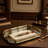 Decorative Mirrored Vanity Tray With Gold Metal Frame And Glass Base - Rectangular Jewelry Organizer And Serving Tray For Perfume, Cologne, And Cosmetics-585626829