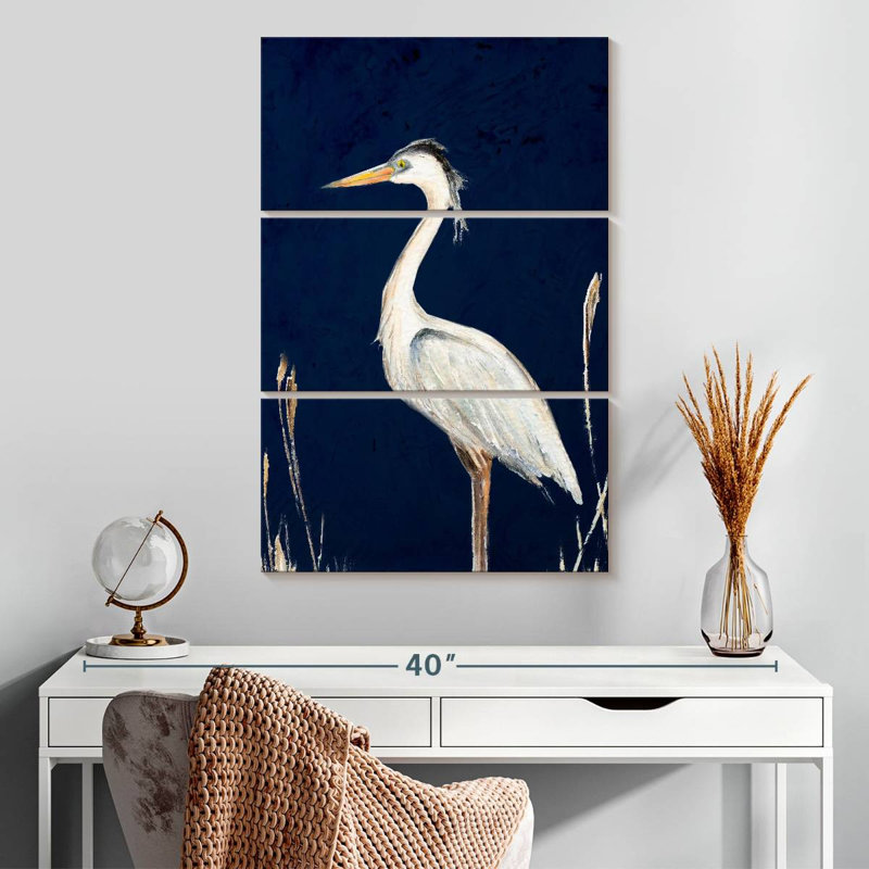Brampt Heron On Navy I, 32" H x 20" W