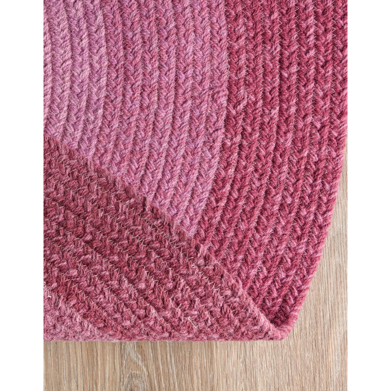  Ombre Hand Braided Wool Rug, Pink, Round 3'1"