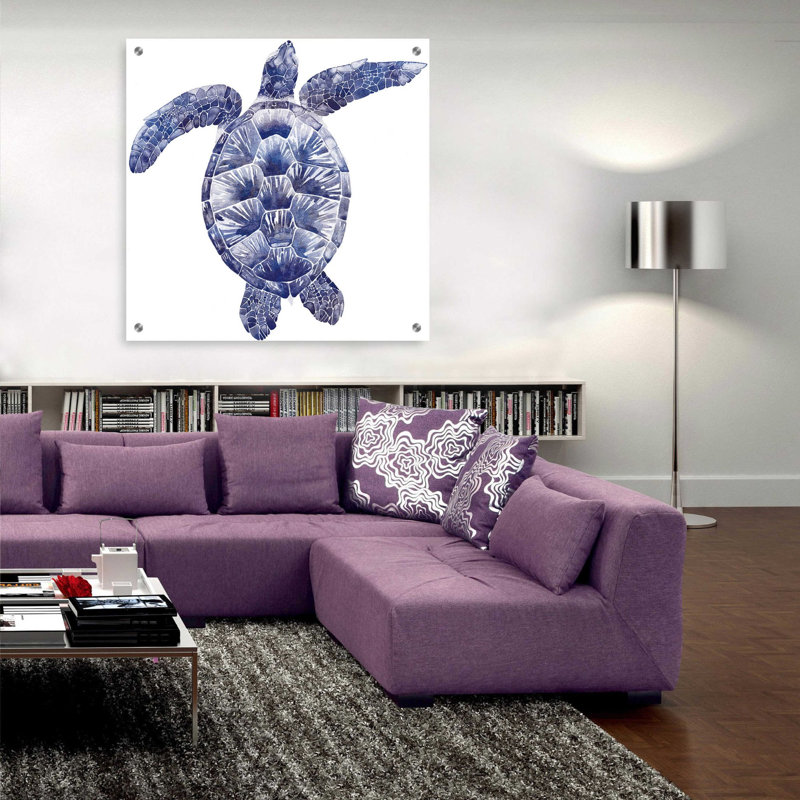 «Marine Turtle II» par Grace Popp - peinture sans cadre, H 36 po x l 36 po x P 0,2 po
