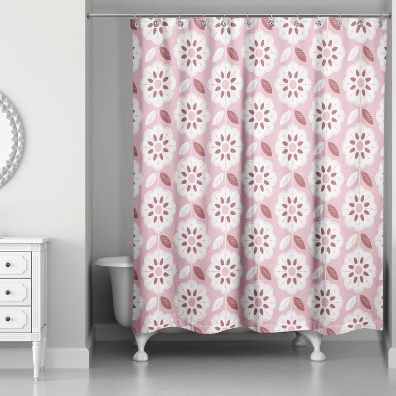 Rideau de douche simple à motif floral, Rose