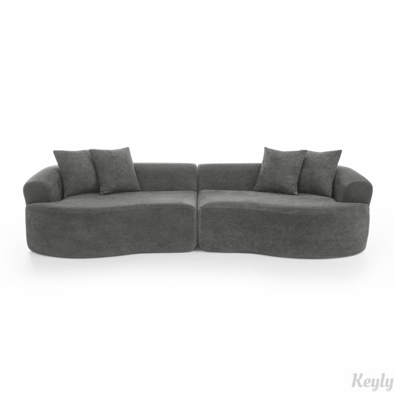 Canapé modulaire courbé moderne à 4 places, aucun assemblage requis, Gris foncé