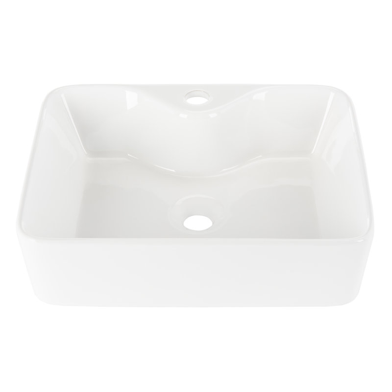 Fen White Ceramic Above-Counter Bathroom Vessel Sink