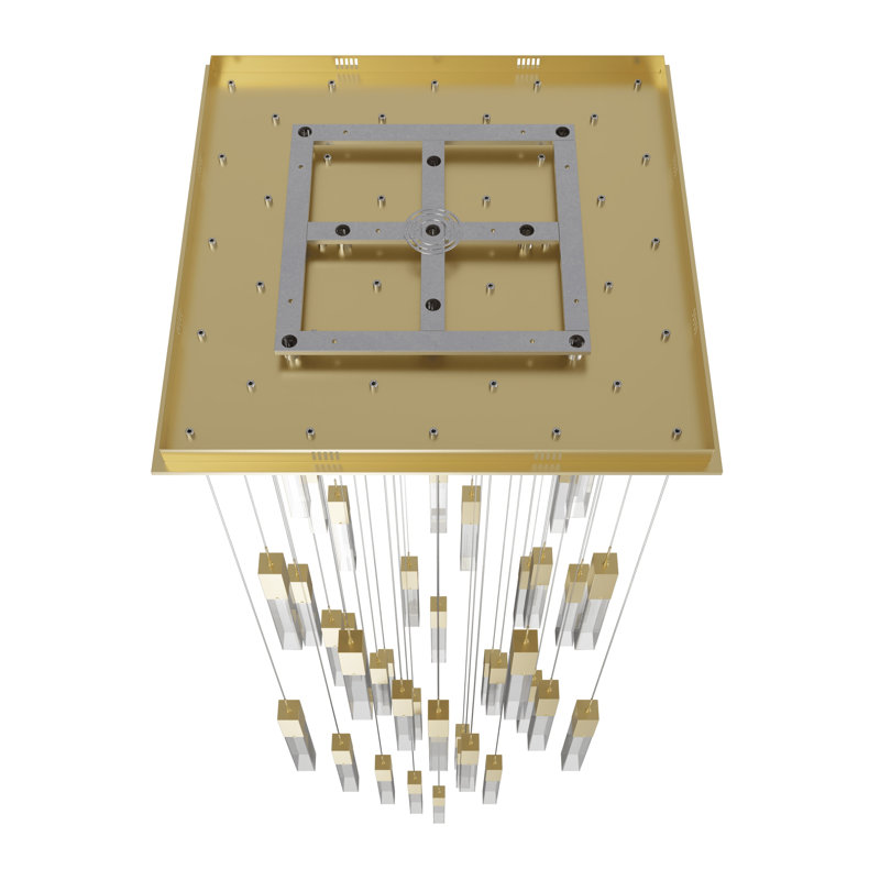 41 - Light Chandelier, Brushed Brass, Clear Glacier