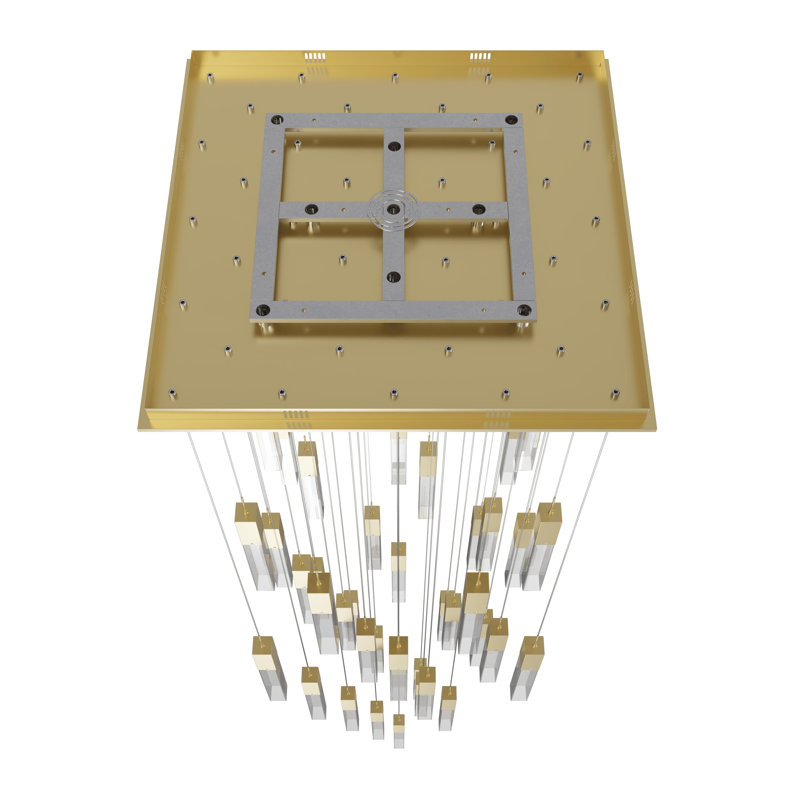 41 - Light Chandelier, Brushed Brass, Clear Glacier