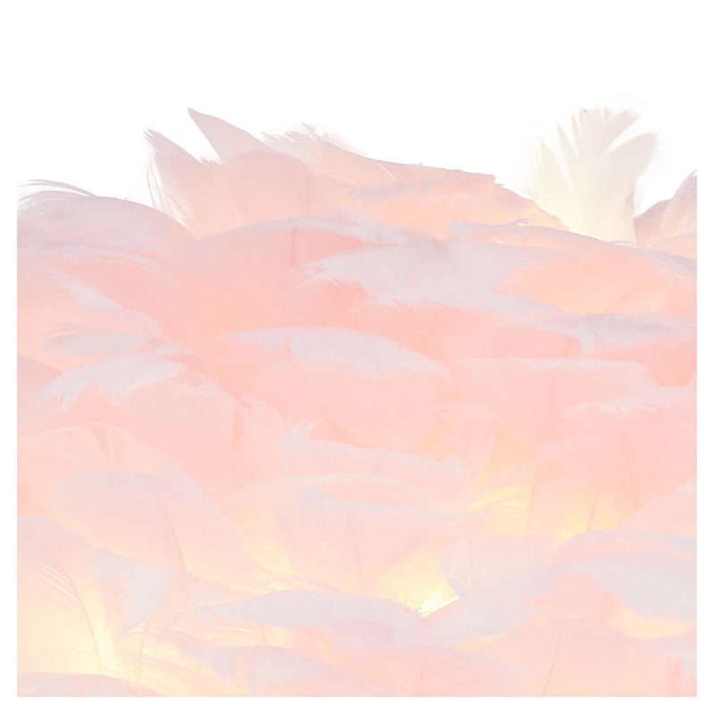 Lampe de table rose à plumes de 37 cm avec base trépied dorée, petite lampe de chevet pour salon et salle à manger (ampoule non incluse)