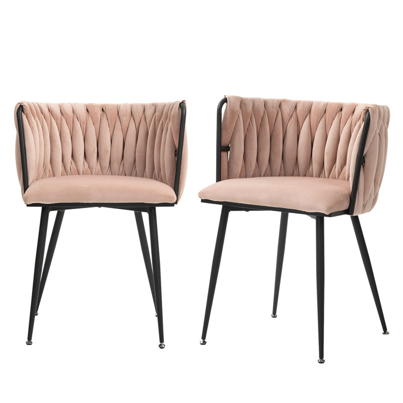 Bargeron 50cm H Velvet Upholstered Metal Side Chair, Pink