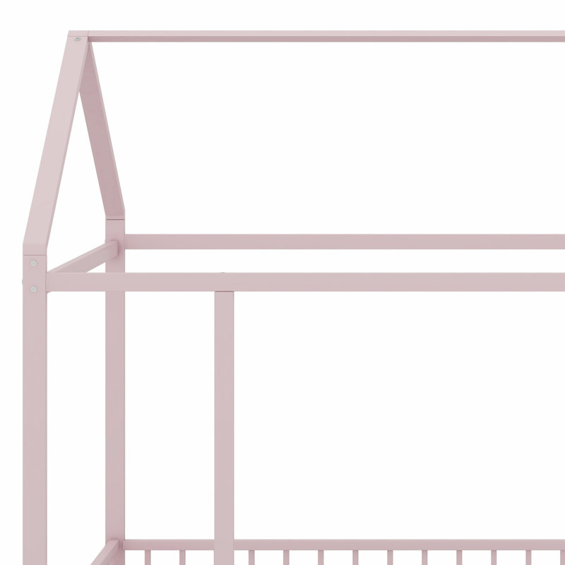 Structure de lit en métal avec clôture, Rose