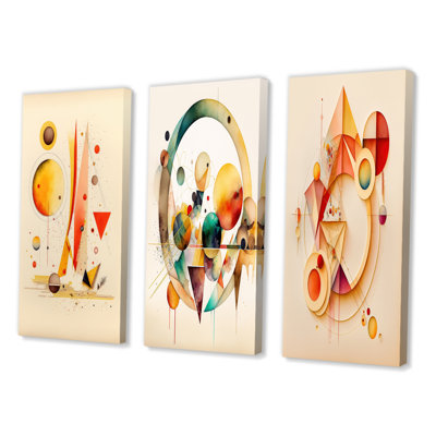 "Abstrait géométrique", 3 pièces sur toile