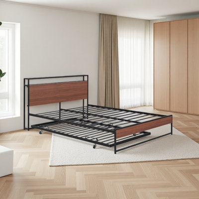 Metal Platform Bed Frame With Trundle