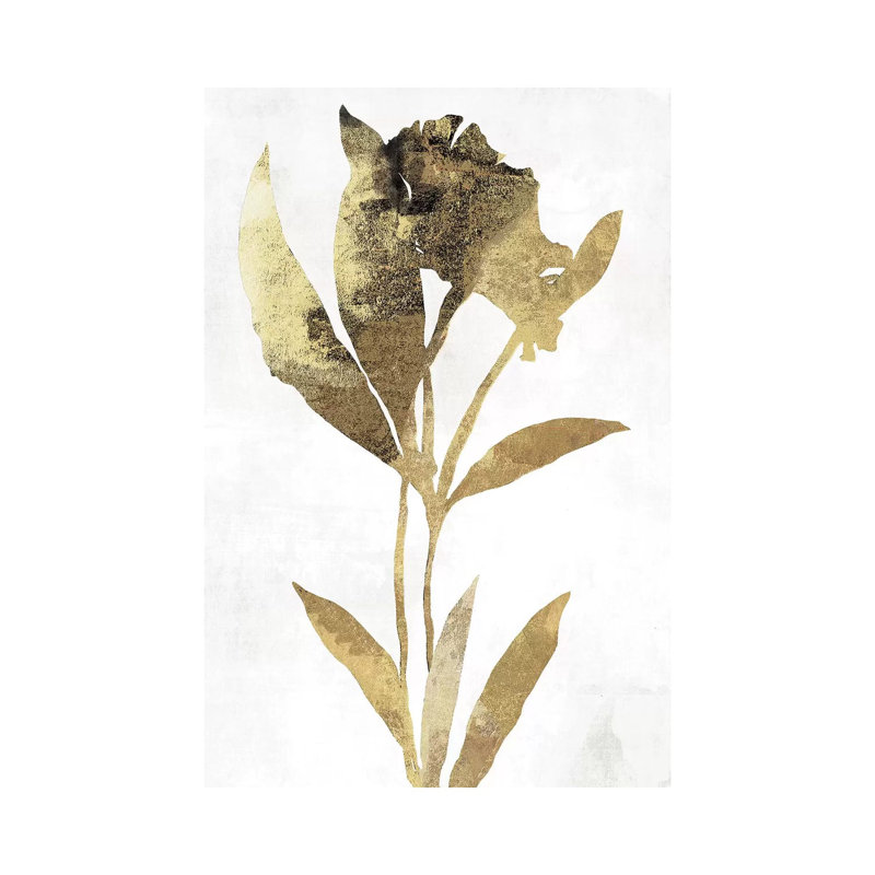Gold Botanical III by Asia Jensen - Wrapped Canvas Painting, 20.32 cm H x 30.48 cm W