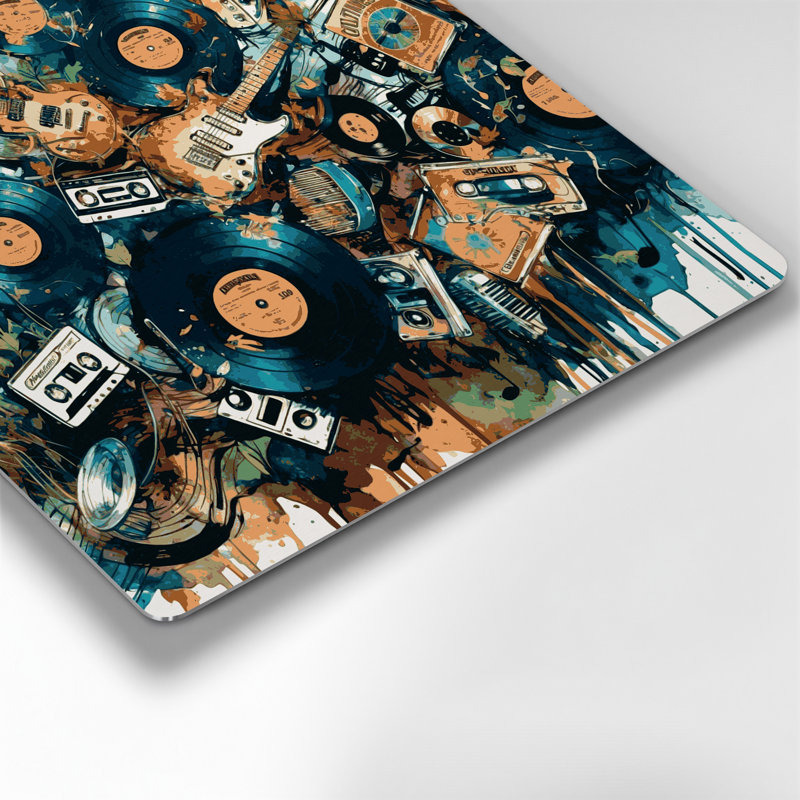 «Music Indie Music Vibes», art mural en métal gris, H 16 po x l 16 po