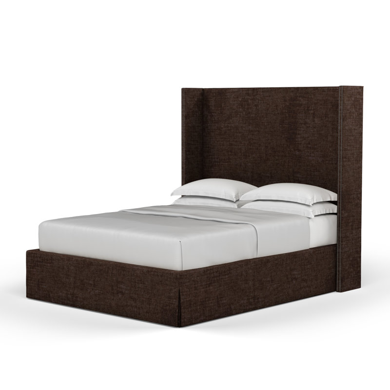 Kaiser Upholstered Wingback Bed, King, Crushed Velvet Chocolate