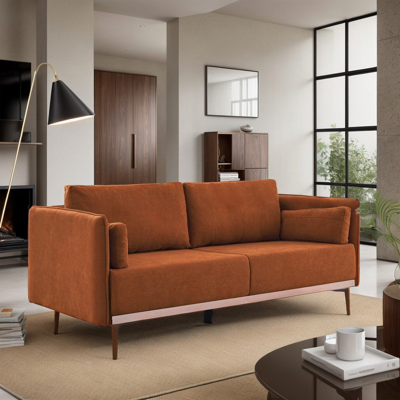 Canapé à accoudoirs carrés 72,83 po, Orange