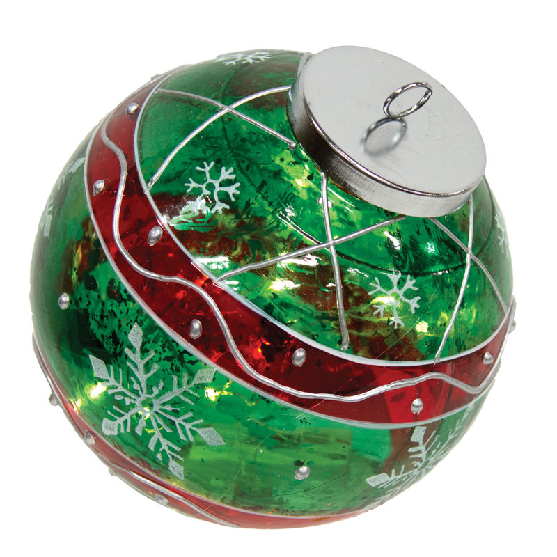 Ornement boule rayée et flocon de neige