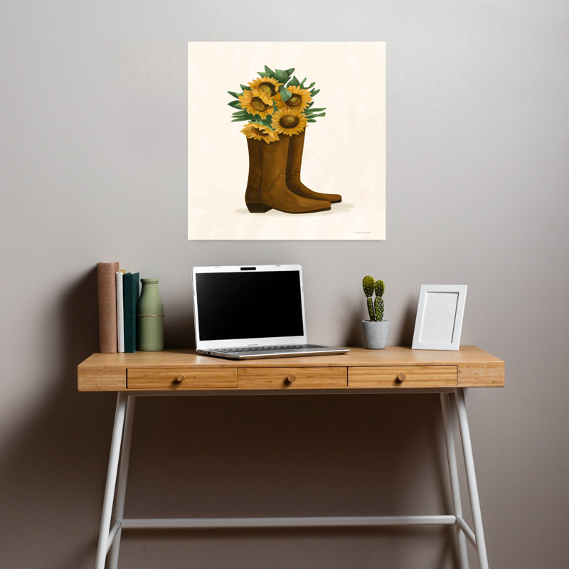 Art contemporain de tournesol, H 18 po x l 18 po